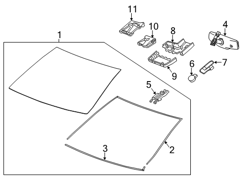 2017 Cadillac CT6 Mirror Inside, Rear Diagram for 13540317