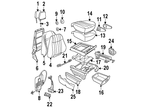 1997 Oldsmobile Silhouette Seat Adjuster, Front Passenger Side Diagram for 12532302