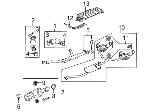 2009 Buick Enclave Catalytic Converter, Driver Side Diagram for 19418923