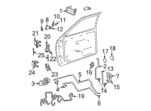 1994 Chevy S10 Front Door - Lock & Hardware Diagram
