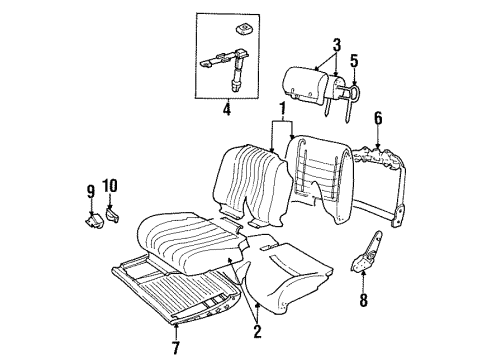 1995 Chevy Monte Carlo Seat Cushion, Gray, Driver Side Diagram for 16776893