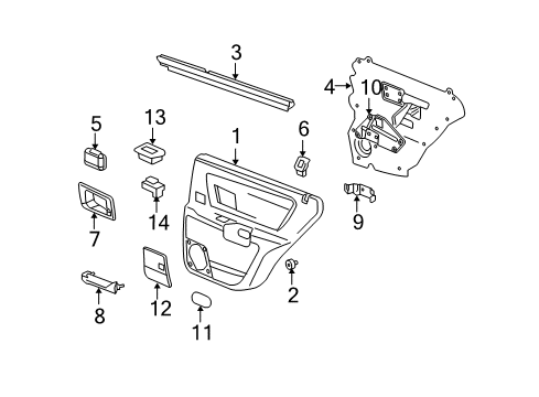 2009 Cadillac SRX Interior Trim - Rear Door Diagram
