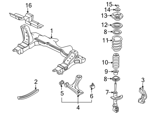 1998 Pontiac Sunfire Strut Mount Diagram for 22173158