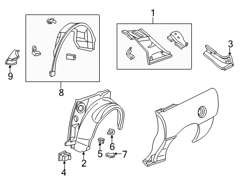 2000 Chevy Camaro Inner Structure - Quarter Panel Diagram 2 - Thumbnail