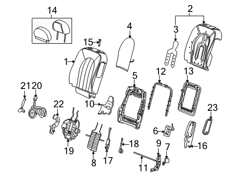 2006 Buick Lucerne Seat Back Cover, Titanium, Front Diagram for 15269022