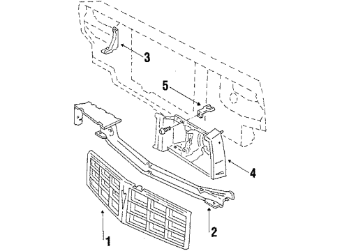 1984 Pontiac Phoenix Grille & Components Diagram