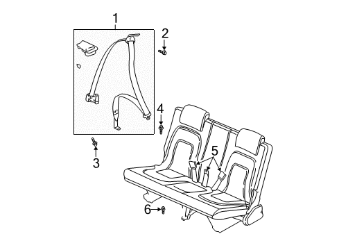 2005 Buick Rendezvous Seat Belt - Body Diagram 4 - Thumbnail