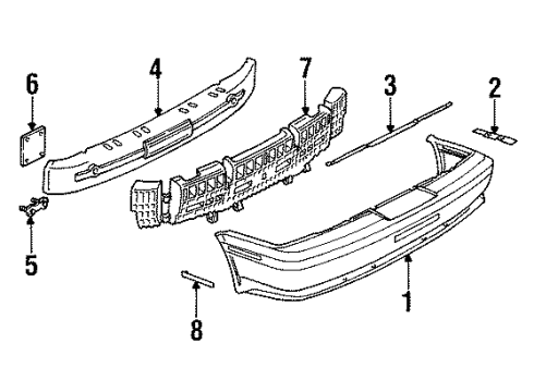 1995 Saturn SL2 Bumper & Components - Rear Diagram