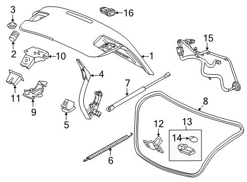 2014 Chevy Malibu Hinge, Rear Driver Side Diagram for 22912179