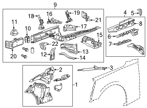 2017 Chevy Camaro Reinforcement Plate, Front Driver Side Diagram for 20861368