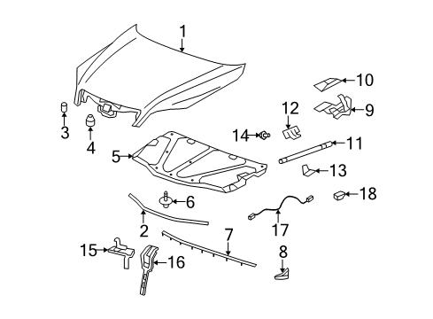 2008 Saturn Vue Hood & Components Diagram 2 - Thumbnail