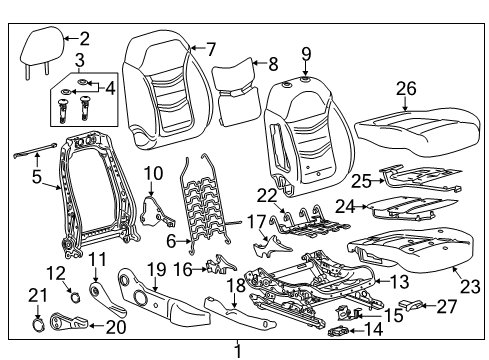 2016 Chevy Volt Seat Back Heater, Front Diagram for 84369790