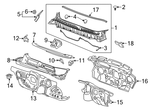 2020 Cadillac XT6 Cowl Grille Diagram for 84643248