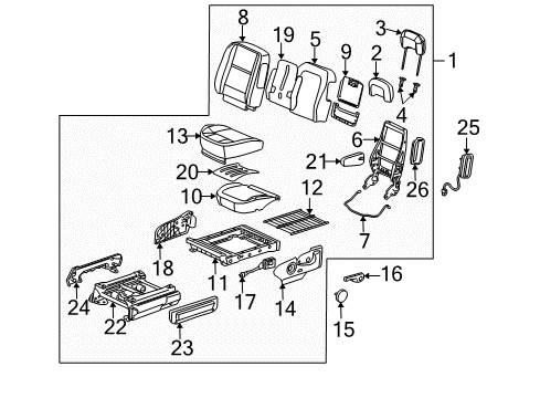 2008 Chevy Uplander Seat Back Cover, Gray, Passenger Side Diagram for 19177363