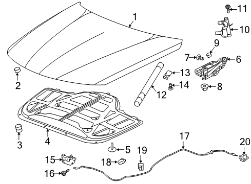 2019 Cadillac CT6 Hood Diagram for 19417350