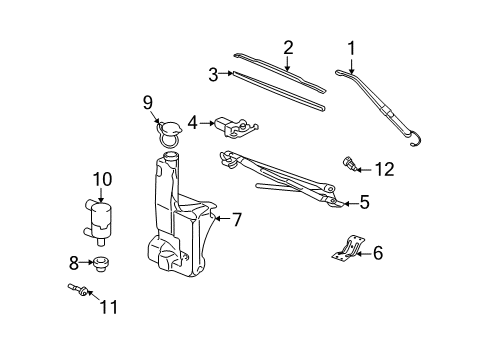 2004 Hummer H2 Wiper Arm, Driver Side Diagram for 19120890