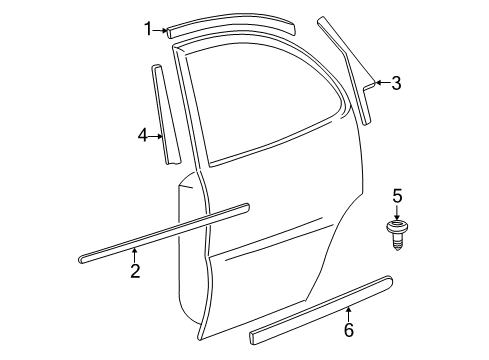 2000 Chevy Impala Exterior Trim - Rear Door Diagram