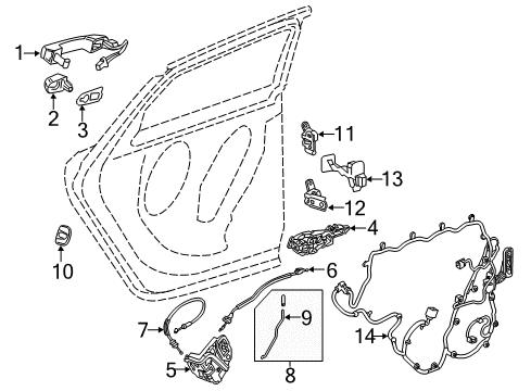 2015 Chevy Impala Rear Door - Lock & Hardware Diagram