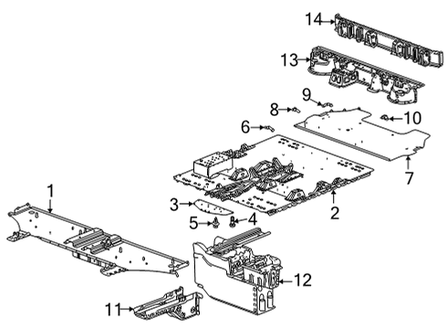 2022 GMC Hummer EV Pickup Center Floor Pan Bracket, Front Diagram for 84874652