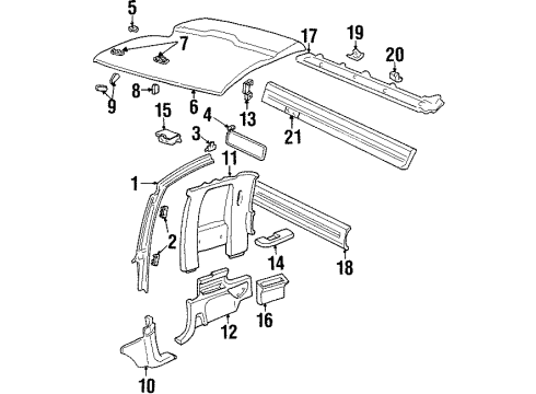 1992 GMC K1500 Pillar Molding, Driver Side Diagram for 15149737