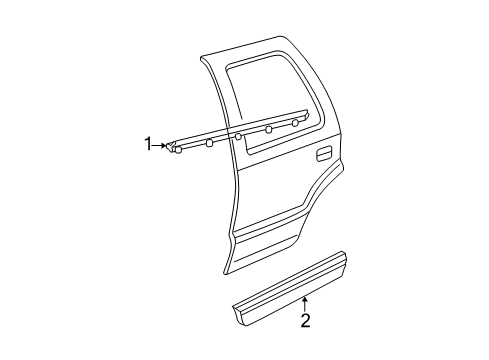 2002 Chevy Suburban 2500 Exterior Trim - Rear Door Diagram