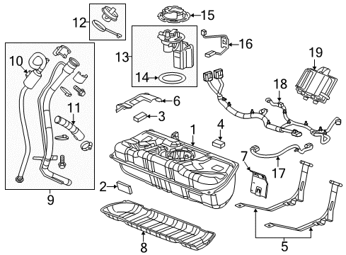 2015 Cadillac ELR Pedal Travel Sensor Diagram for 13252702