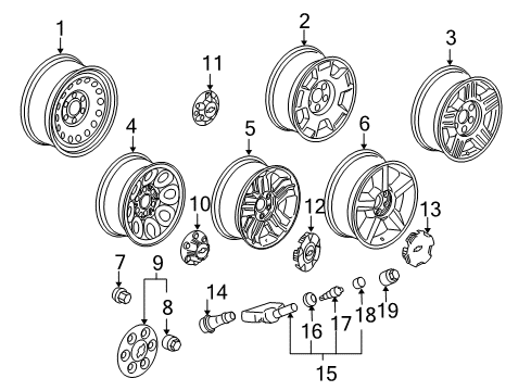 2008 Chevy Tahoe Spare Wheel Diagram for 9596426