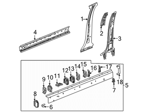 2025 Cadillac Escalade Inner Rocker Inner Reinforcement Diagram for 84242908