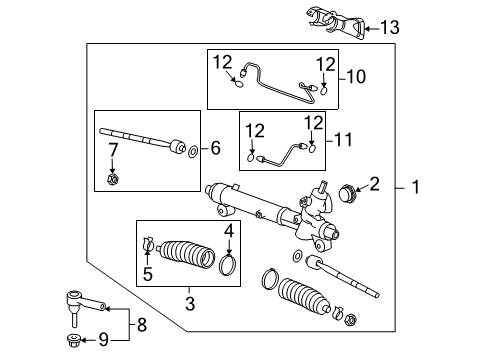 2013 GMC Terrain Inner Tie Rod Nut Diagram for 19149817