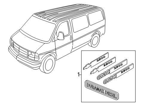 2021 GMC Savana 3500 Exterior Trim - Front Door Diagram