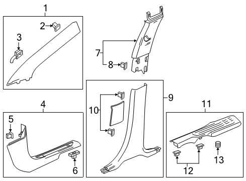 2017 GMC Acadia Interior Trim - Pillars Diagram