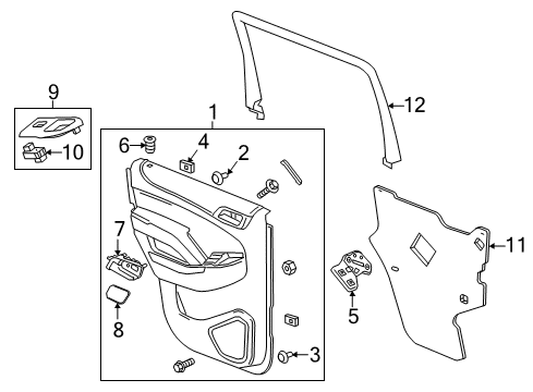 2020 Chevy Tahoe Interior Trim - Rear Door Diagram