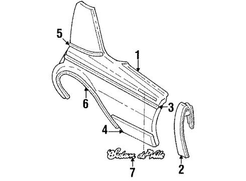 1987 Cadillac Brougham Exterior Trim - Quarter Panel Diagram