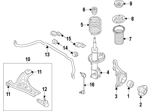 2009 Pontiac G3 Lower Control Arm Front Bushing Diagram for 96535087