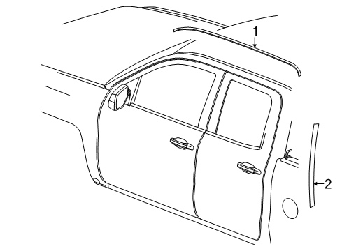 2015 Chevy Silverado 1500 Roof Molding, Black, Passenger Side Diagram for 84293173