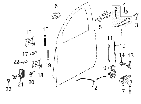 2017 Chevy Caprice Front Door - Lock & Hardware Diagram