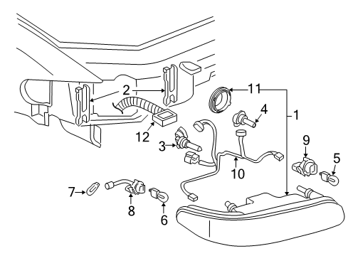 2002 Buick Regal Headlamp Assembly, Passenger Side Diagram for 19244638