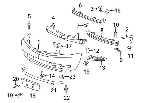 2013 Cadillac Escalade ESV Bumper Cover Retainer Diagram for 15993201