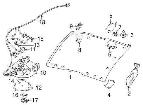 2001 Pontiac Sunfire Sunvisor, Driver Side Diagram for 22693620