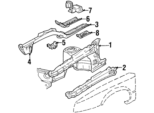 1991 Cadillac Eldorado Structural Components & Rails Diagram