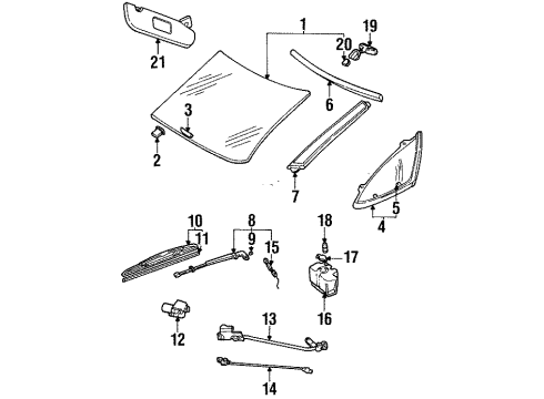 1993 Pontiac Trans Sport Glass Support Diagram for 20287801