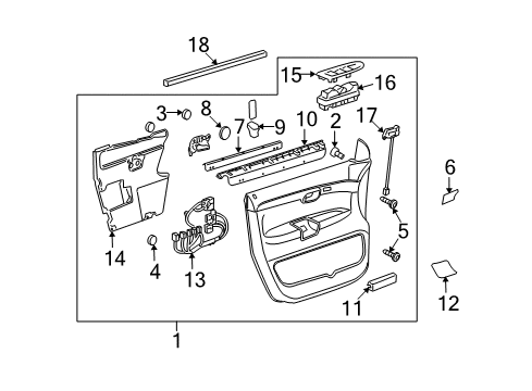2007 Saturn Outlook Door Trim Panel Lower Retainer Diagram for 11562256