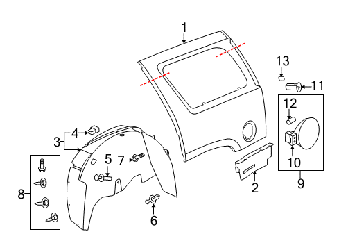 2010 Chevy Tahoe Quarter Panel & Components Diagram 2 - Thumbnail