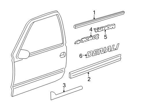 2004 Chevy Tahoe Exterior Trim - Front Door Diagram
