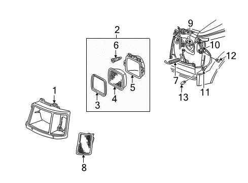 1989 Chevy Astro Headlamp Components Diagram