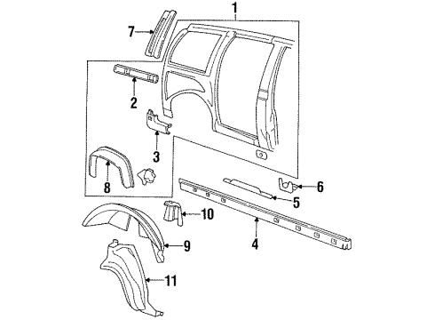 1996 Pontiac Trans Sport Frame Assembly, Passenger Side Diagram for 12523082