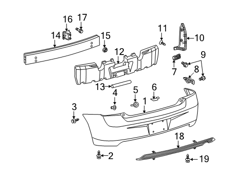 2009 Pontiac Vibe Bumper & Components - Rear Diagram 2 - Thumbnail