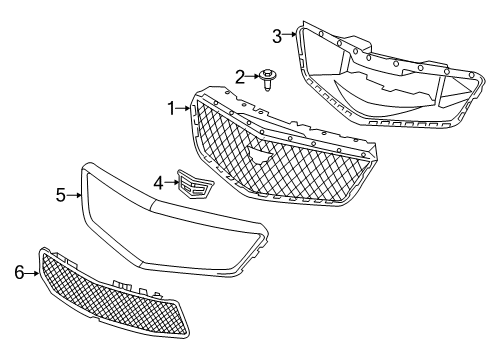 2018 Cadillac CTS Grille & Components Diagram 2 - Thumbnail