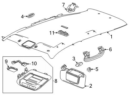 2025 Chevy Equinox EV Interior Trim - Roof Diagram 2 - Thumbnail