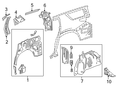2024 Chevy Traverse Limited Inner Structure - Quarter Panel Diagram